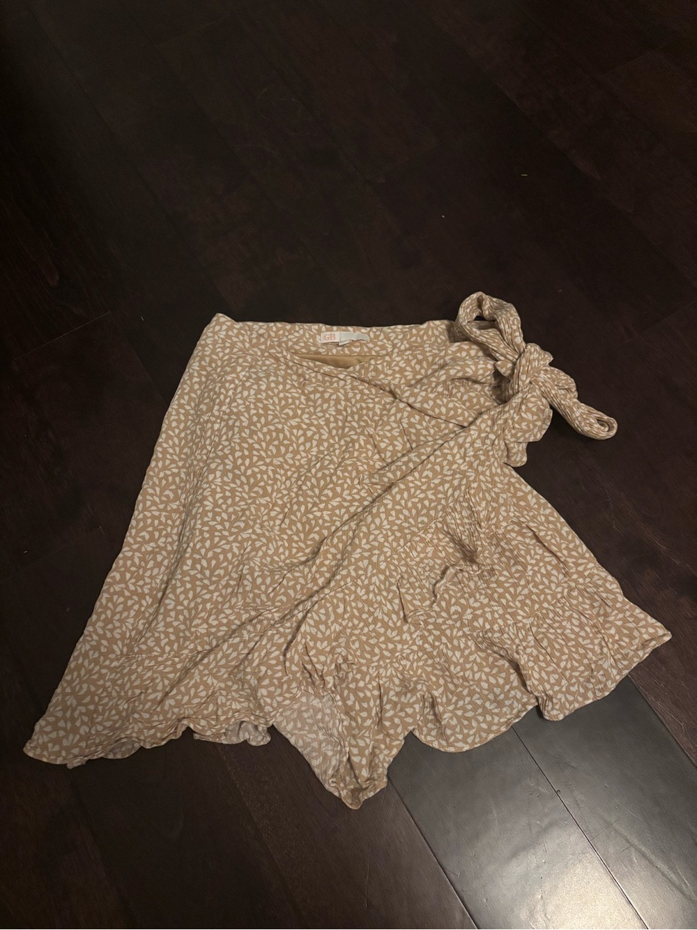 Gianni Bini Beige Printed Mini Wrap Skirt